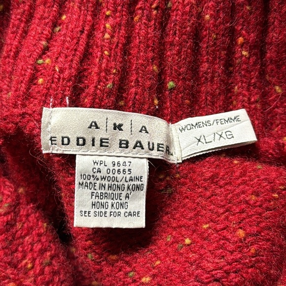 Vintage Eddie Bauer Wool Snowflake Full Zip Sweater Size XL - Picture 7 of 8